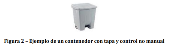 Ejemplo de un contenedor con tapa y control no manual